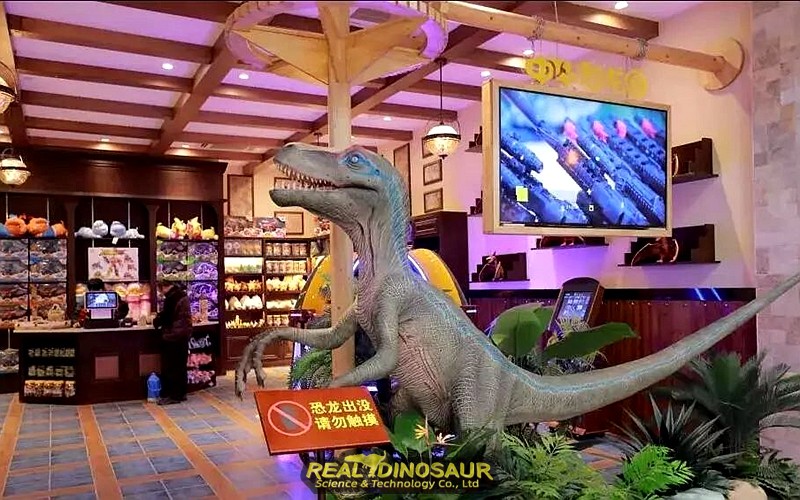 Dinosaur models placed in the restaurant